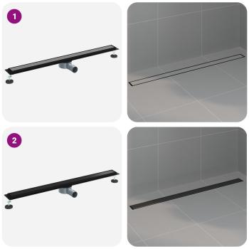 Duschablauf 2-in-1 mit 360° Siphon Schwarz 100 cm Edelstahl 304