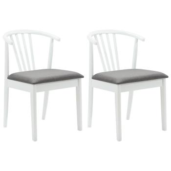 Esszimmerstuhl 2 pcs Weiß und Grau Solides Gummiholz