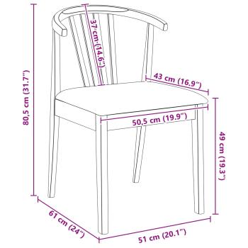 Esszimmerstuhl 2 pcs Weiß und Braun Solides Gummiholz