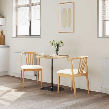 Esszimmerstuhl 2 pcs Natürlich und Weiß Solides Gummiholz