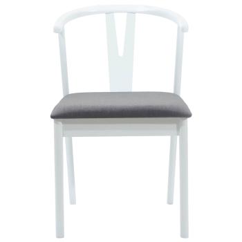 Esszimmerstuhl 2 pcs Weiß und Grau Massives Gummiholz