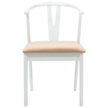 Esszimmerstuhl 2 pcs Weiß und Braun Massives Gummiholz