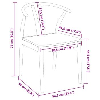 Esszimmerstuhl 2 pcs Weiß und Natur Massives Gummiholz