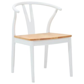 Esszimmerstuhl 2 pcs Weiß und Natur Massives Gummiholz