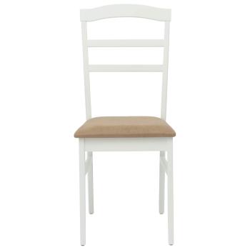 Esszimmerstuhl 2 pcs Weiß und Braun Massives Gummiholz