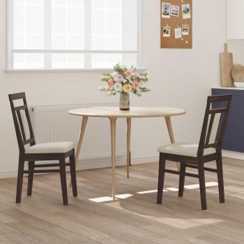 Esszimmerstuhl 2 pcs Hellbraun und hell Massives Gummiholz