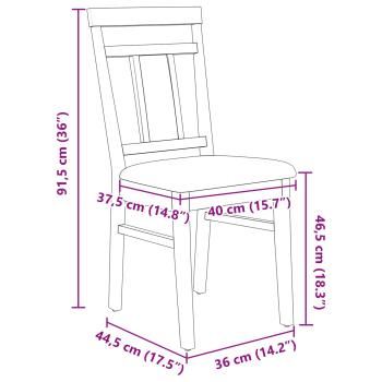 Esszimmerstuhl 2 pcs Hellbraun und Schwarz Massives Gummiholz