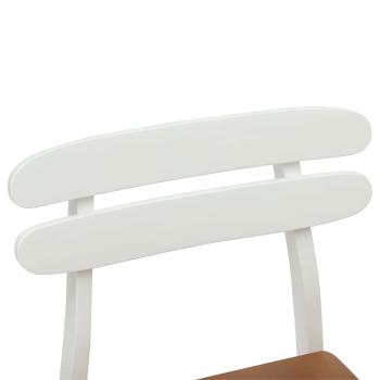 Esszimmerstuhl 2 pcs Weiß und Natur Massives Gummiholz