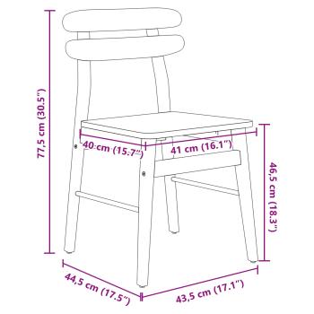 Esszimmerstuhl 2 pcs Weiß und Natur Massives Gummiholz