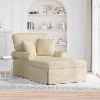 ARDEBO.de - Chaise Lounge mit Rock mit Kissen Creme 91 x 157 x 91 cm Stoff