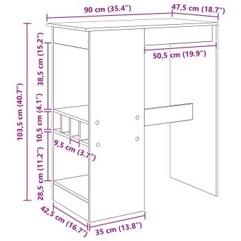 Bartisch mit Regal Schwarz Eichen-Optik 90 x 47,5 x 103,5 cm