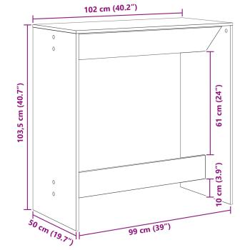 Bartisch Schwarz Eichen-Optik 102 x 50 x 103,5 cm Holzwerkstoff