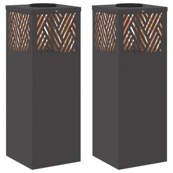 Solar LED Weg Licht 2 pcs Schwarz Kalt gewalzter Stahl