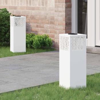 ARDEBO.de - Solar LED Weg Licht 2 pcs Weiß Kalt gewalzter Stahl