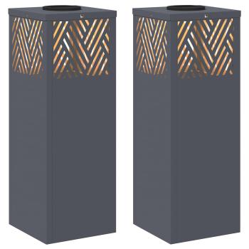 Solar LED Weg Licht 2 pcs Anthrazit Kalt gewalzter Stahl