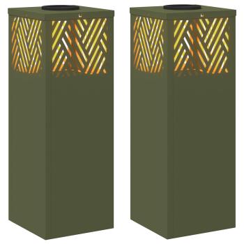 Solar LED Weg Licht 2 pcs Olive Grün Kalt gewalzter Stahl