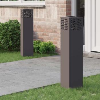 ARDEBO.de - Solar LED Weg Licht 2 pcs Schwarz Kalt gewalzter Stahl