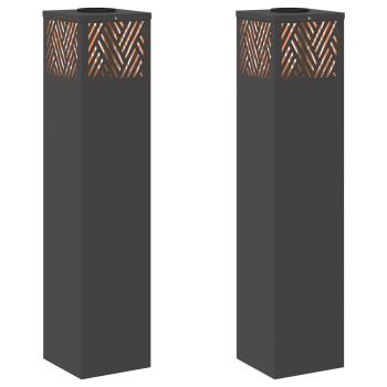 Solar LED Weg Licht 2 pcs Schwarz Kalt gewalzter Stahl