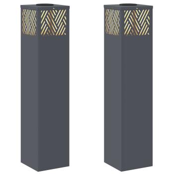 Solar LED Weg Licht 2 pcs Anthrazit Kalt gewalzter Stahl