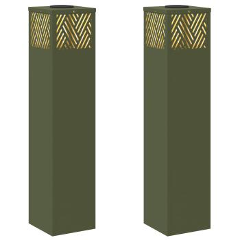 Solar LED Weg Licht 2 pcs Olive Grün Kalt gewalzter Stahl