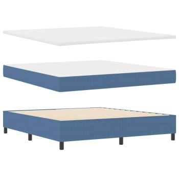 Boxspringbett Blau und Weiß 180 x 200 cm Cordstoff