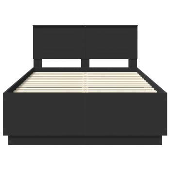 Bettrahmen mit Kopfteil Schwarz 135 x 190 cm Holzwerkstoff