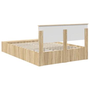Bettrahmen mit Regal Sonoma-Eiche 140 x 190 cm Holzwerkstoff