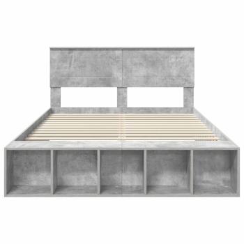 Bettrahmen mit Regal Beton Grau 140 x 190 cm Holzwerkstoff