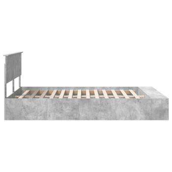 Bettrahmen mit Regal Beton Grau 140 x 190 cm Holzwerkstoff