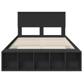 Bettrahmen mit Regal Schwarz 120 x 190 cm Holzwerkstoff
