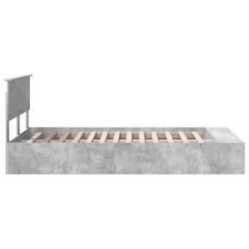 Bettrahmen mit Regal Beton Grau 120 x 190 cm Holzwerkstoff