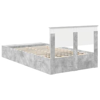 Bettrahmen mit Regal Beton Grau 120 x 190 cm Holzwerkstoff