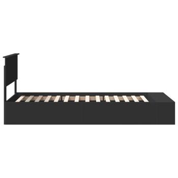 Bettrahmen mit Regal Schwarz 90 x 190 cm Holzwerkstoff