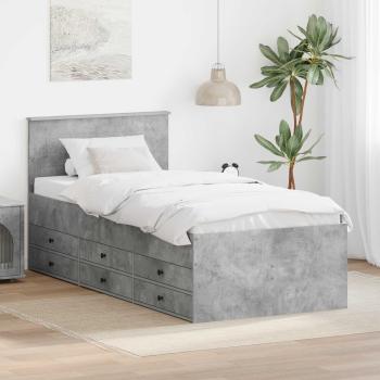 ARDEBO.de - Tagesbett Beton Grau und Schwarz 90 x 190 cm Holzwerkstoff