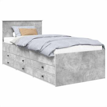 Tagesbett Beton Grau und Schwarz 90 x 190 cm Holzwerkstoff