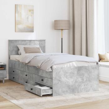 Tagesbett Beton Grau und Schwarz 90 x 190 cm Holzwerkstoff