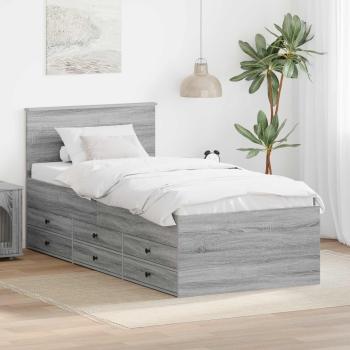 ARDEBO.de - Tagesbett Grau Sonoma und Schwarz 75 x 190 cm Holzwerkstoff