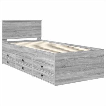Tagesbett Grau Sonoma und Schwarz 75 x 190 cm Holzwerkstoff