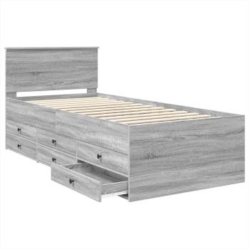 Tagesbett Grau Sonoma und Schwarz 75 x 190 cm Holzwerkstoff