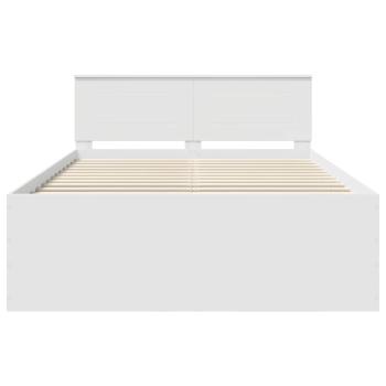 Bettrahmen mit Kopfteil Weiß 160 x 200 cm Holzwerkstoff