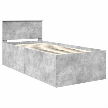 Bettrahmen mit Kopfteil Beton Grau 120 x 200 cm Holzwerkstoff