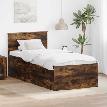 ARDEBO.de - Bettrahmen Geräucherte Eiche 90 x 190 cm Holzwerkstoff