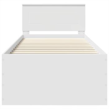 Bettrahmen mit Kopfteil Weiß 90 x 200 cm Holzwerkstoff