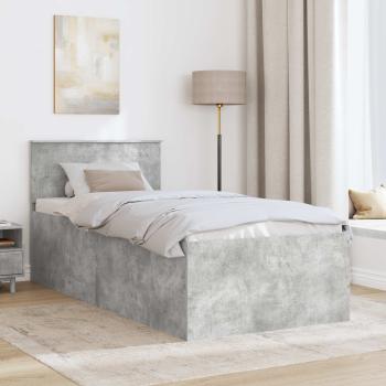 Bettrahmen mit Kopfteil Beton Grau 75 x 190 cm Holzwerkstoff