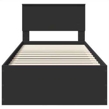 Bettrahmen mit Kopfteil Schwarz 90 x 200 cm Holzwerkstoff