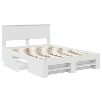 Bettrahmen mit Kopfteil Weiß 160 x 200 cm Holzwerkstoff