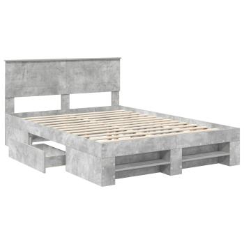 Bettrahmen mit Kopfteil Beton Grau 160 x 200 cm Holzwerkstoff