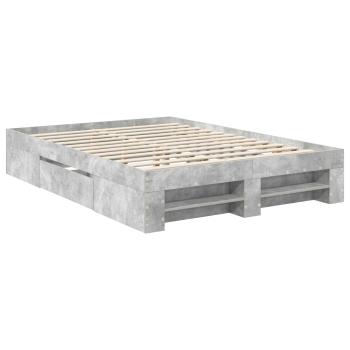 Bettrahmen mit Kopfteil Beton Grau 160 x 200 cm Holzwerkstoff