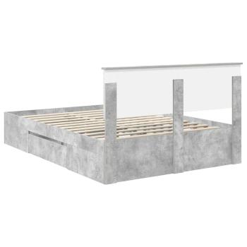 Bettrahmen mit Kopfteil Beton Grau 160 x 200 cm Holzwerkstoff