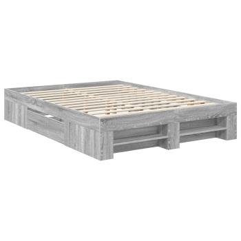 Bettrahmen Graues Sonoma 150 x 200 cm Holzwerkstoff